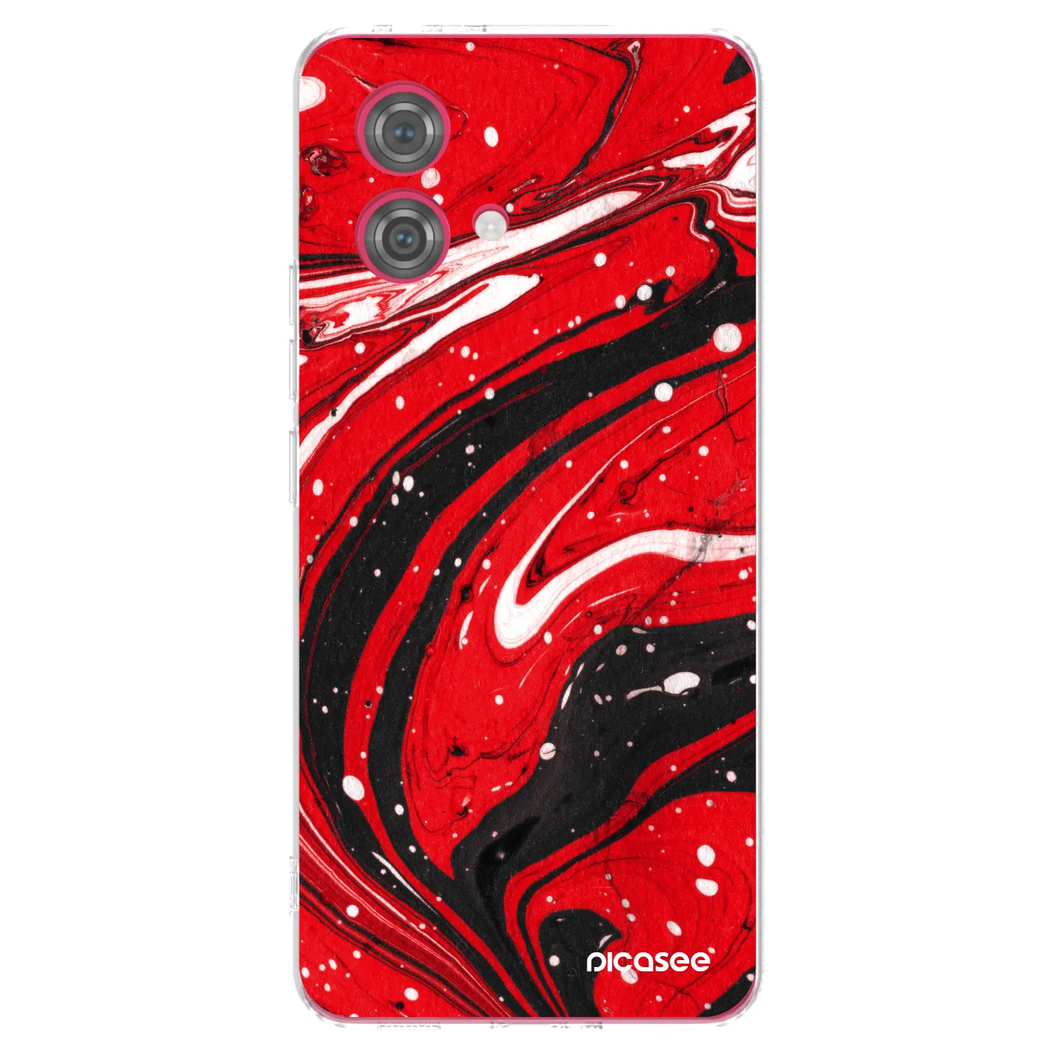 Silikónový prehľadný obal pre Motorola Moto G84 5G - Red black