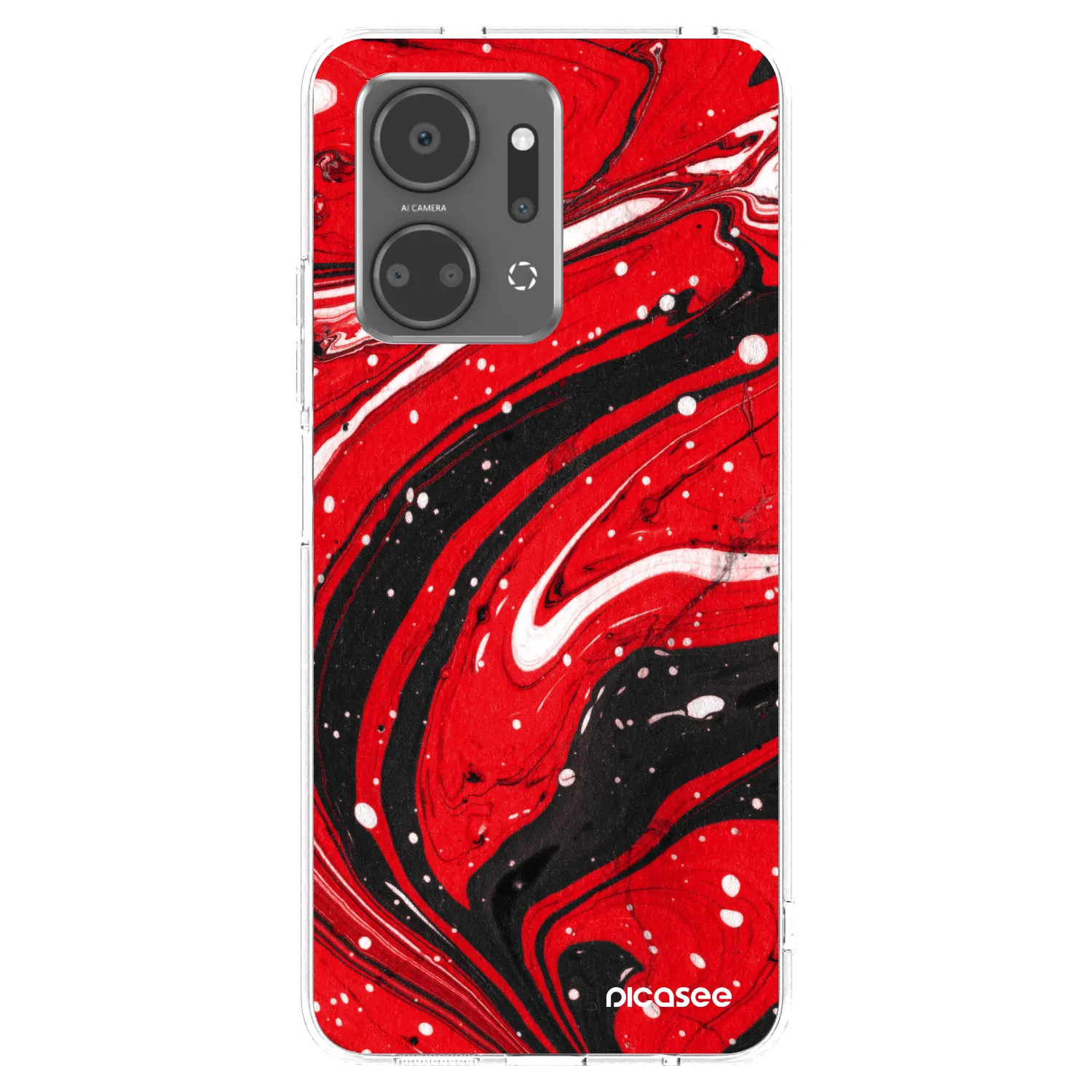 Picasee silikónový prehľadný obal pre Honor X7a - Red black