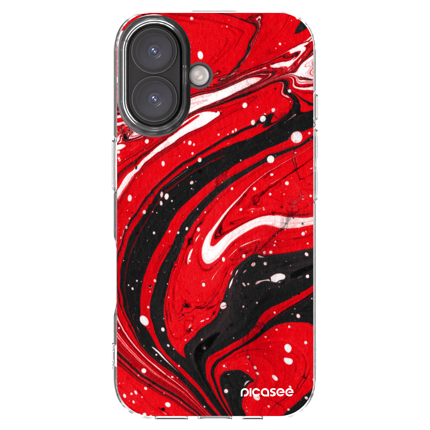 Picasee silikónový prehľadný obal pre Apple iPhone 16 - Red black