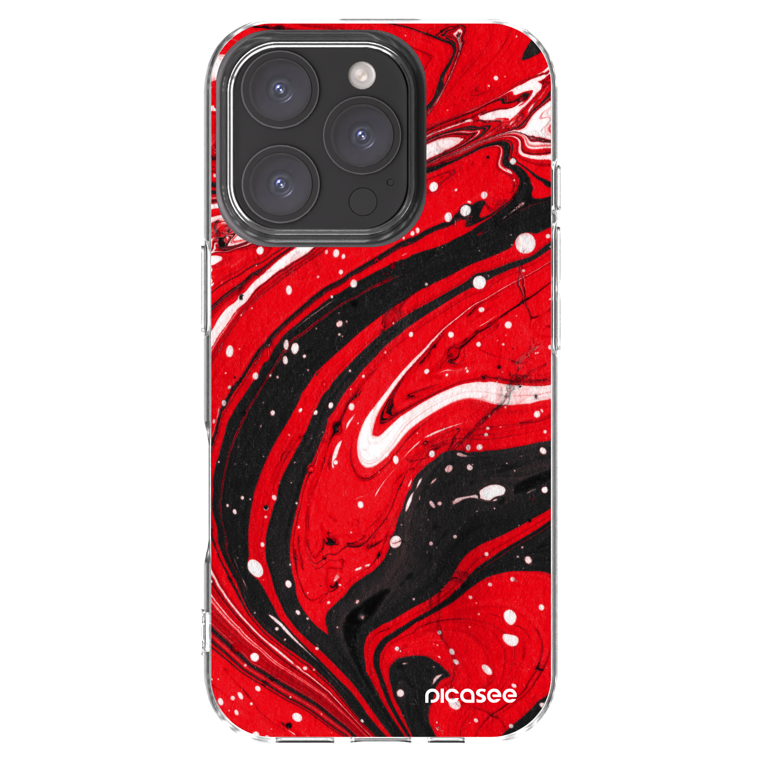 Picasee silikónový prehľadný obal pre Apple iPhone 16 Pro - Red black