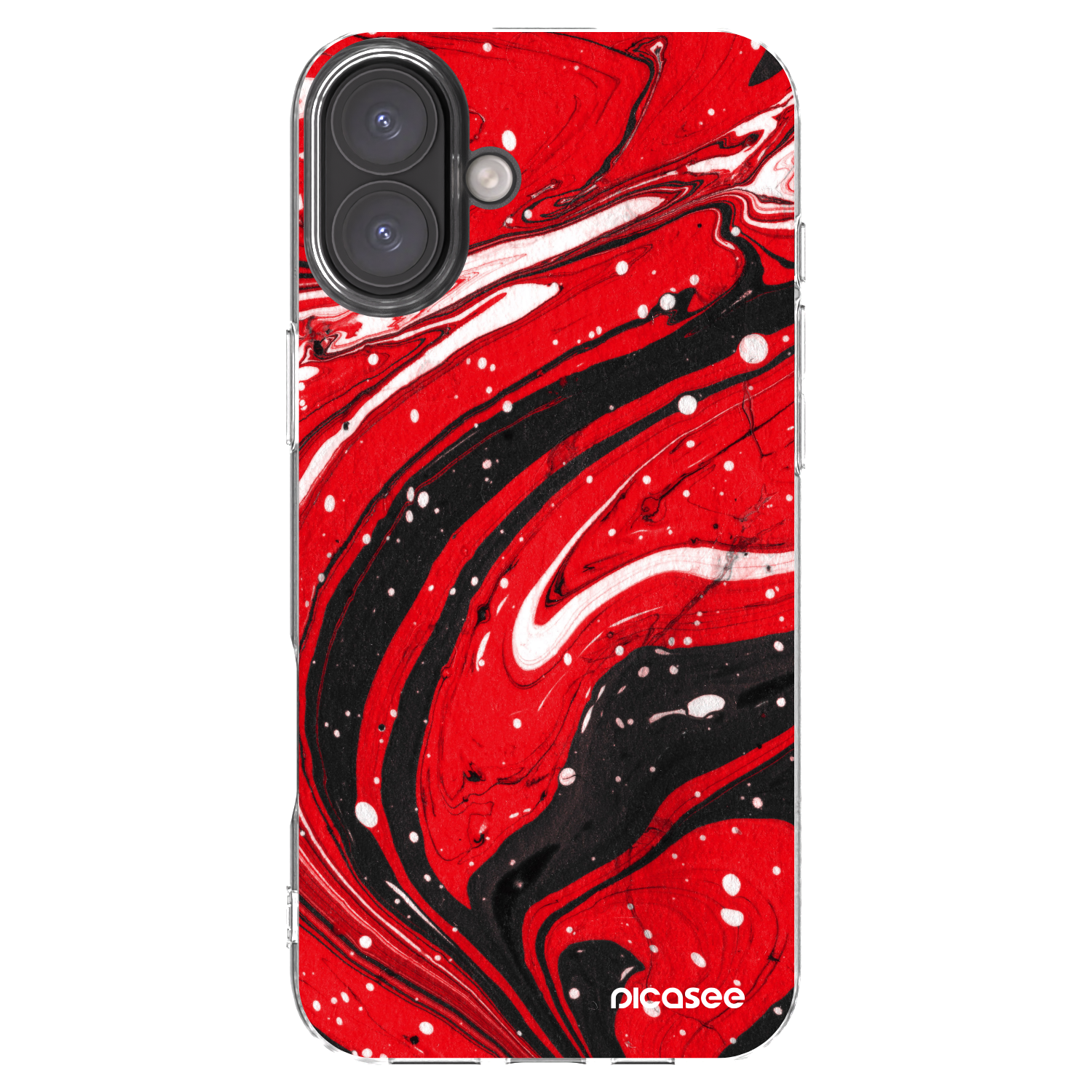 Picasee silikónový prehľadný obal pre Apple iPhone 16 Plus - Red black