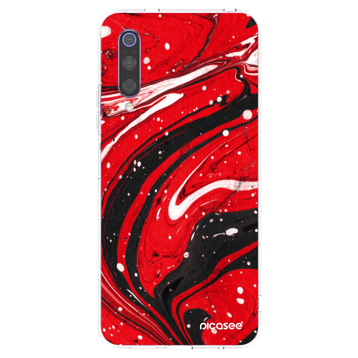 Picasee silikónový prehľadný obal pre Xiaomi Mi 9 - Red black
