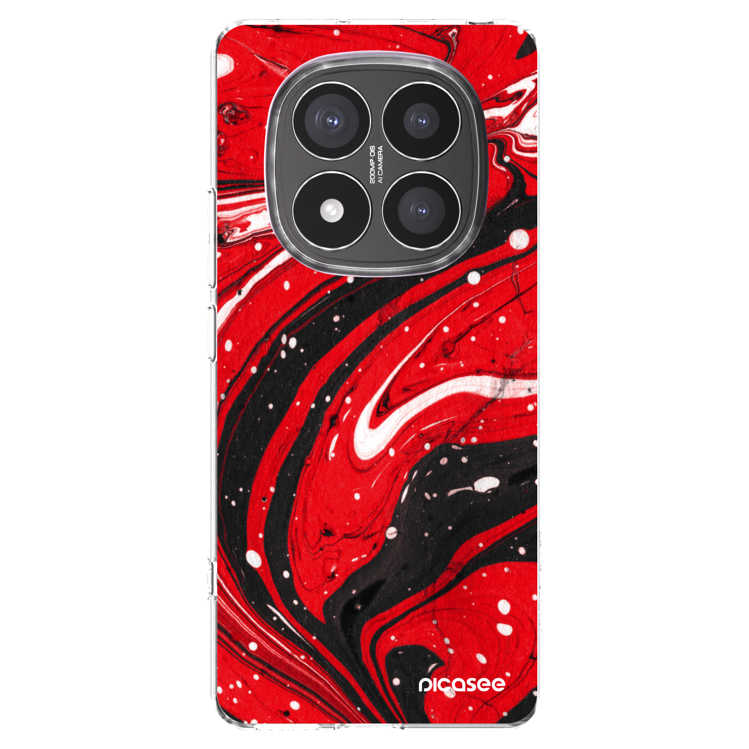 Picasee silikónový prehľadný obal pre Xiaomi Redmi Note 14 Pro+ 5G - Red black