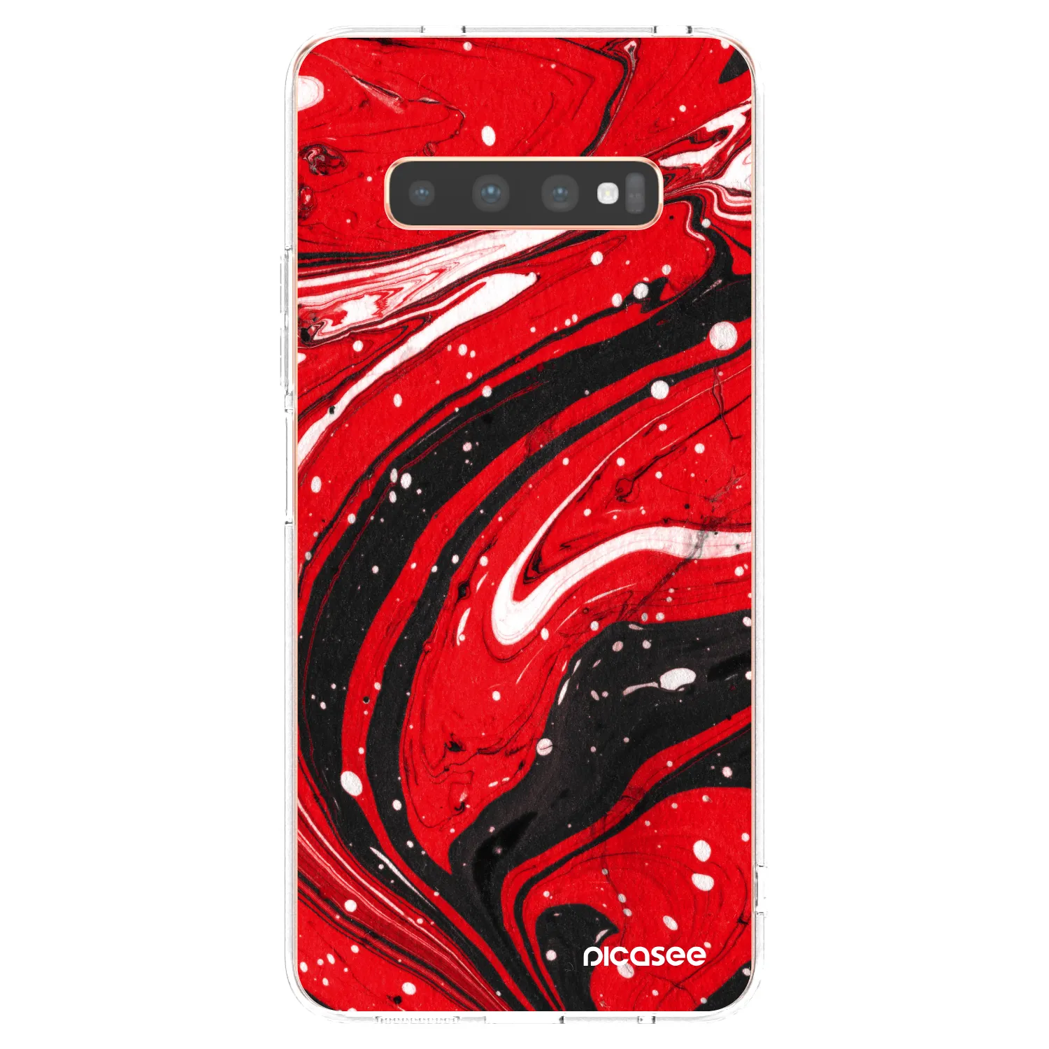 Picasee silikónový prehľadný obal pre Samsung Galaxy S10 Plus G975 - Red black