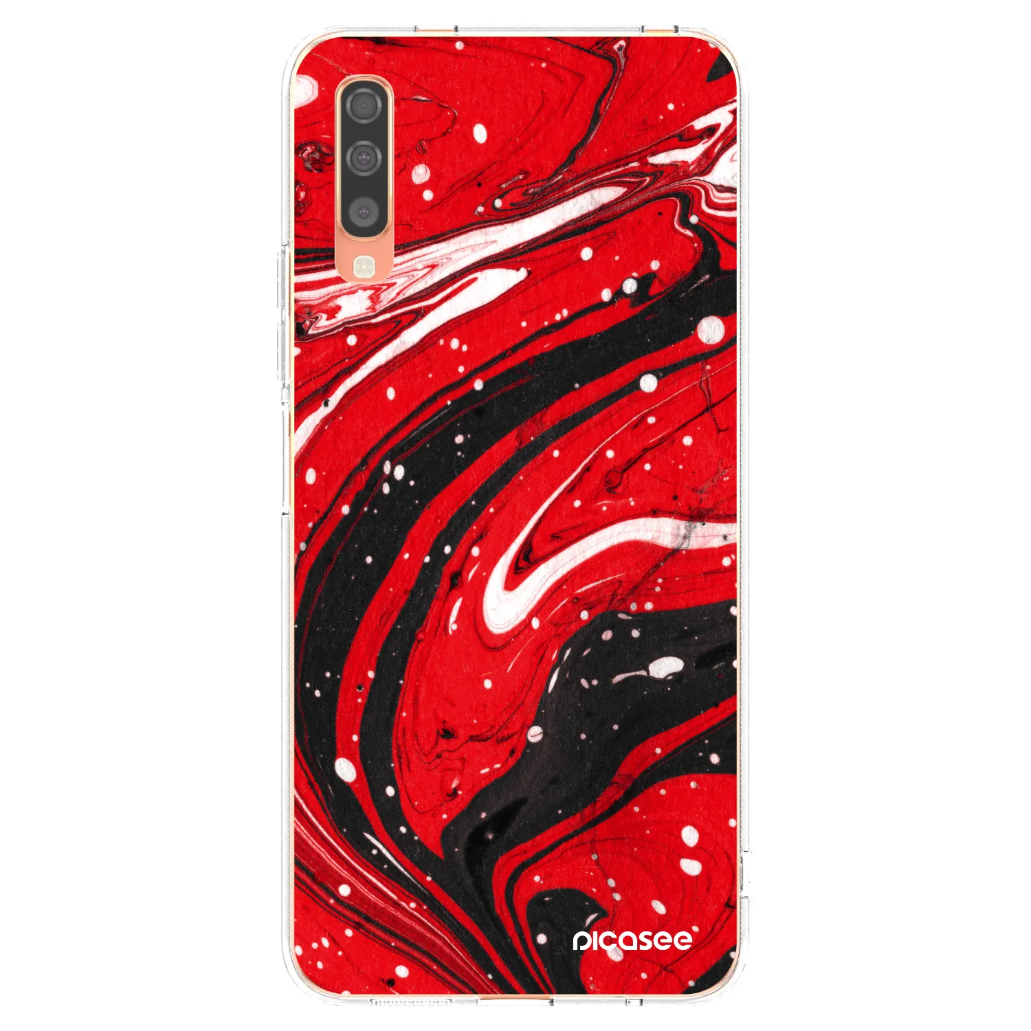 Picasee silikónový prehľadný obal pre Samsung Galaxy A70 A705F - Red black