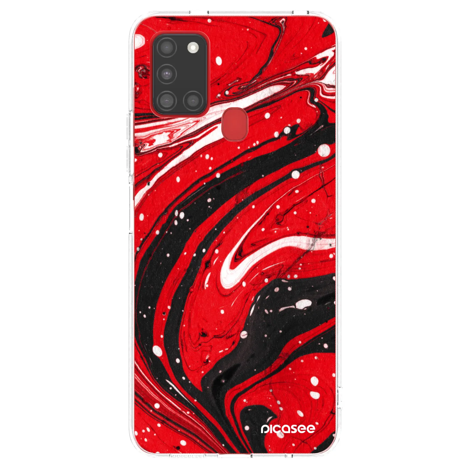 Picasee silikónový prehľadný obal pre Samsung Galaxy A21s - Red black