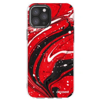 Picasee silikónový prehľadný obal pre Apple iPhone 12 Pro Max - Red black