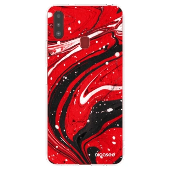 Picasee silikónový prehľadný obal pre Samsung Galaxy A20s - Red black