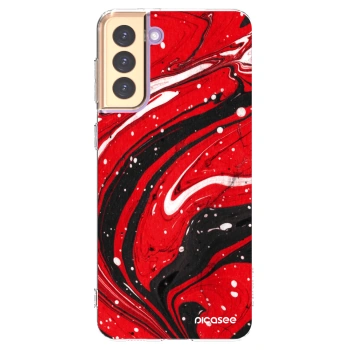Picasee silikónový prehľadný obal pre Samsung Galaxy S21+ 5G G996F - Red black