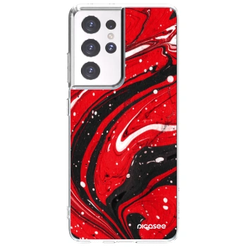 Picasee silikónový prehľadný obal pre Samsung Galaxy S21 Ultra 5G G998B - Red black