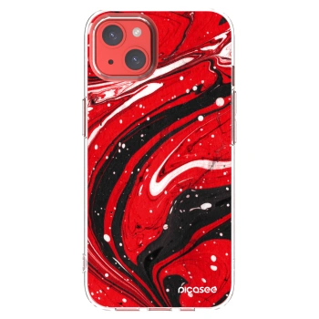 Picasee silikónový prehľadný obal pre Apple iPhone 13 - Red black