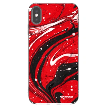 Picasee silikónový prehľadný obal pre Apple iPhone XS Max - Red black