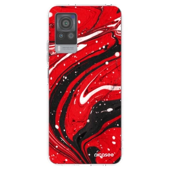Picasee silikónový prehľadný obal pre Vivo X60 Pro 5G - Red black