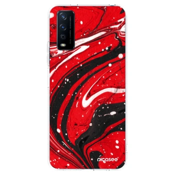 Picasee silikónový prehľadný obal pre Vivo Y11s - Red black