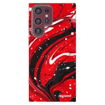 Picasee silikónový prehľadný obal pre Samsung Galaxy S22 Ultra 5G - Red black