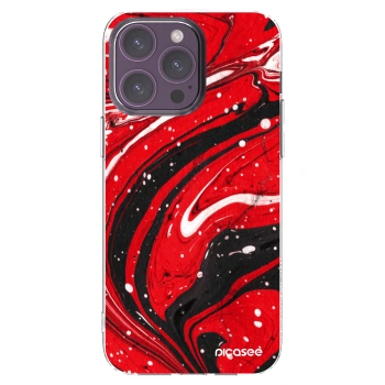 Picasee silikónový prehľadný obal pre Apple iPhone 14 Pro Max - Red black