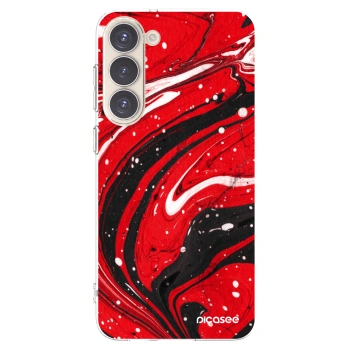 Picasee silikónový prehľadný obal pre Samsung Galaxy S23+ 5G - Red black