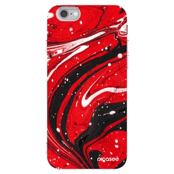 Picasee silikónový prehľadný obal pre Apple iPhone 6/6S - Red black