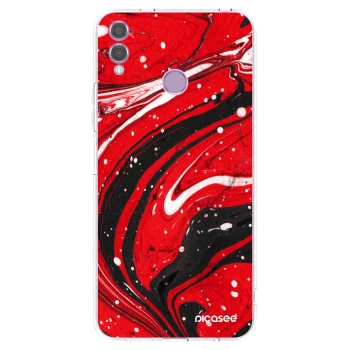 Picasee silikónový prehľadný obal pre Honor 8X - Red black