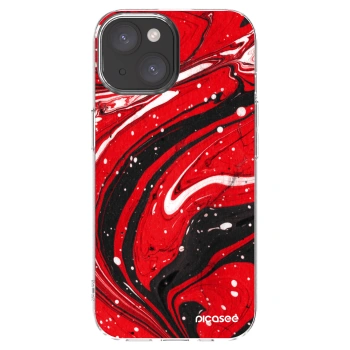 Picasee silikónový prehľadný obal pre Apple iPhone 15 - Red black