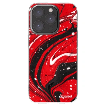 Picasee silikónový prehľadný obal pre Apple iPhone 15 Pro - Red black