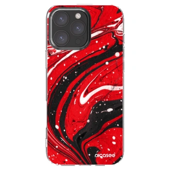 Picasee silikónový prehľadný obal pre Apple iPhone 16 Pro Max - Red black