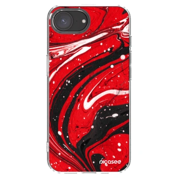 Picasee silikónový prehľadný obal pre Apple iPhone 16e - Red black