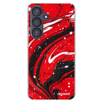 Picasee silikónový prehľadný obal pre Samsung Galaxy S25 5G - Red black
