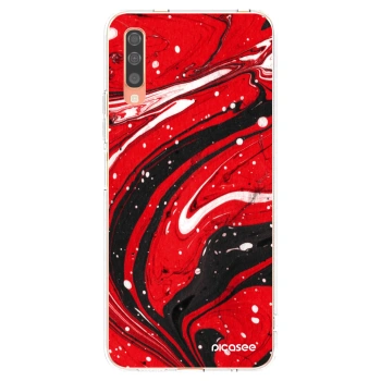 Picasee silikónový prehľadný obal pre Samsung Galaxy A70 A705F - Red black