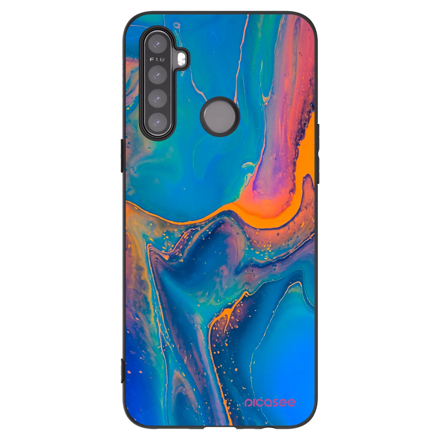 Picasee silikónový čierny obal pre Realme 5 - Rainbow