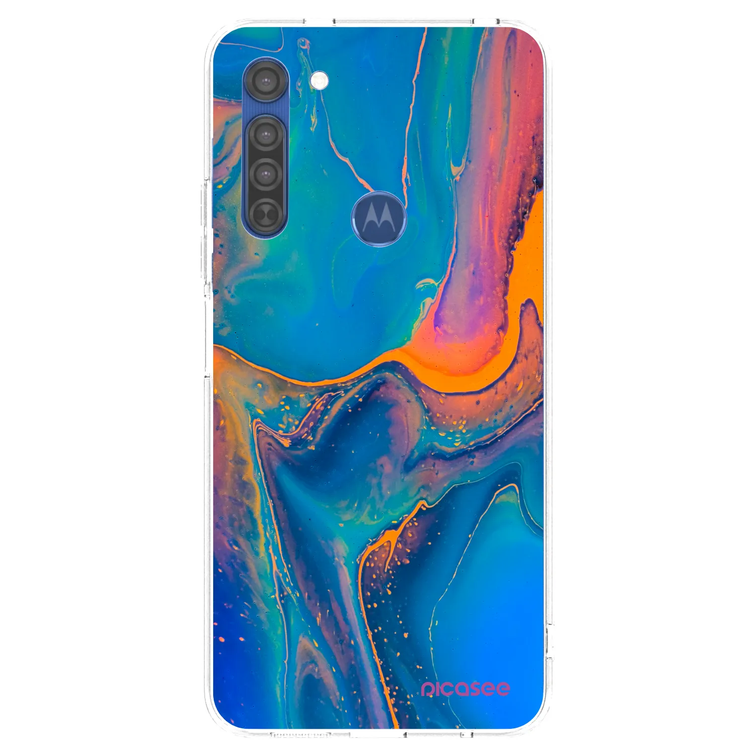 Picasee silikónový prehľadný obal pre Motorola Moto G8 - Rainbow