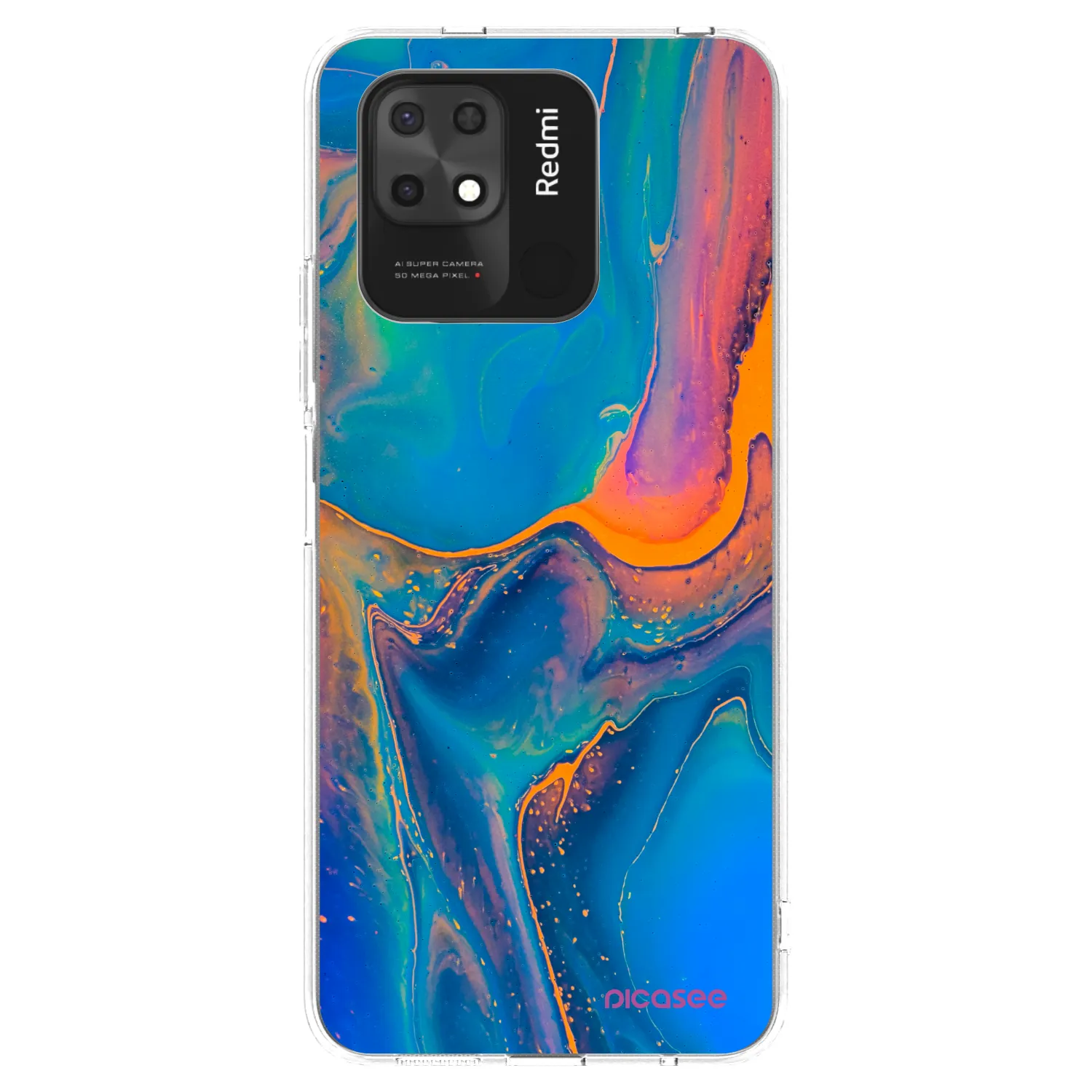 Silikónový prehľadný obal pre Xiaomi Redmi 10C - Rainbow