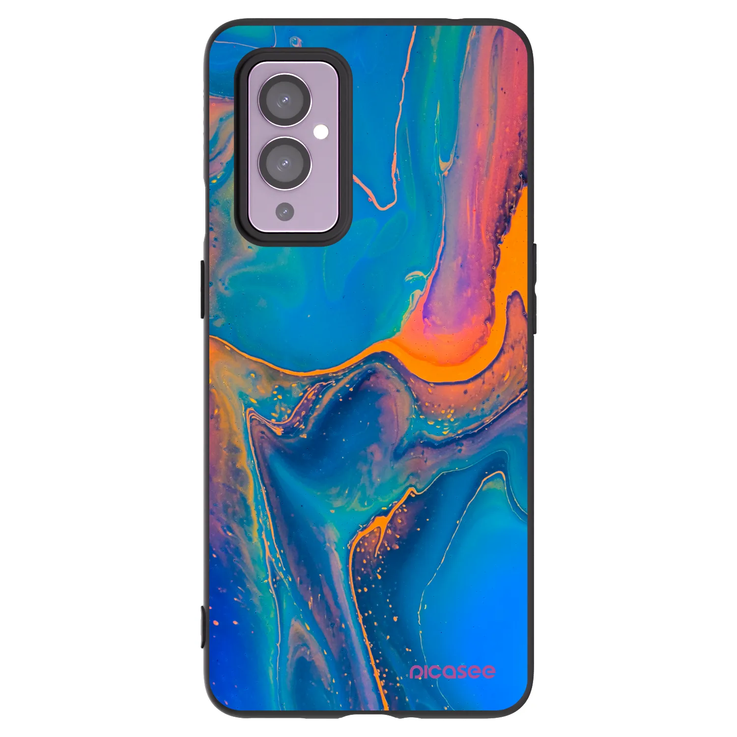 Picasee silikónový čierny obal pre OnePlus 9 - Rainbow