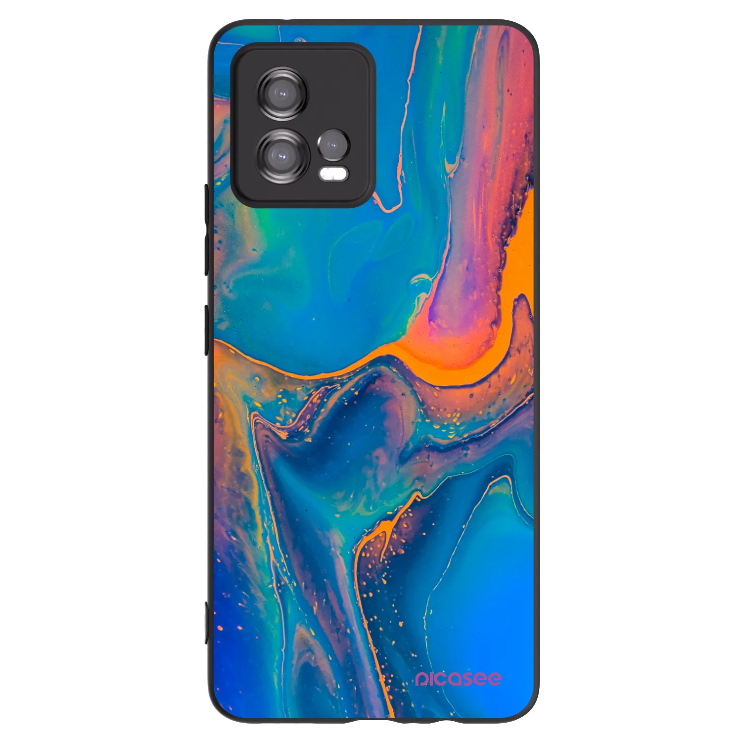 Picasee silikónový čierny obal pre Motorola Moto G72 - Rainbow