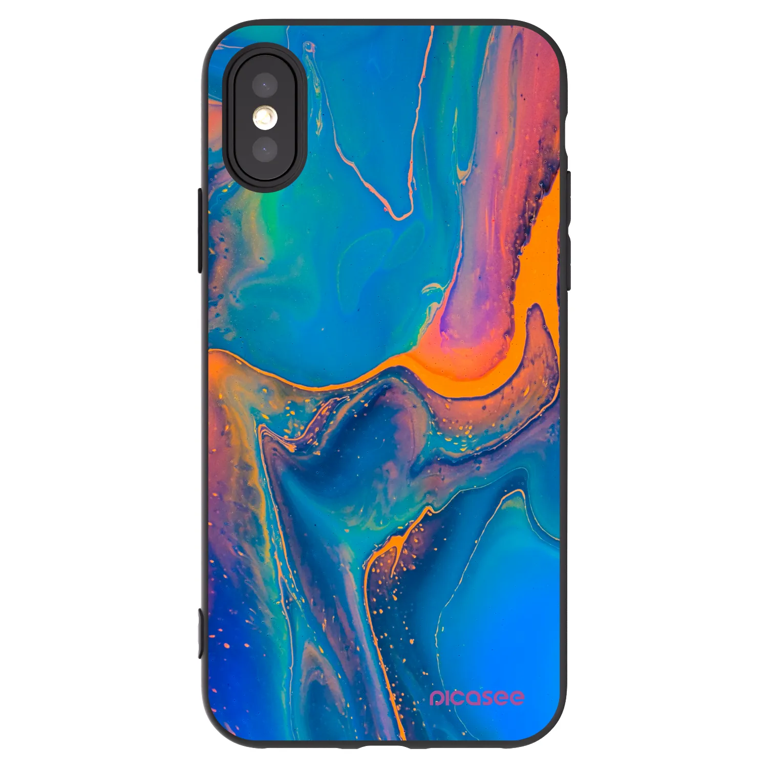 Picasee silikónový čierny obal pre Apple iPhone X/XS - Rainbow