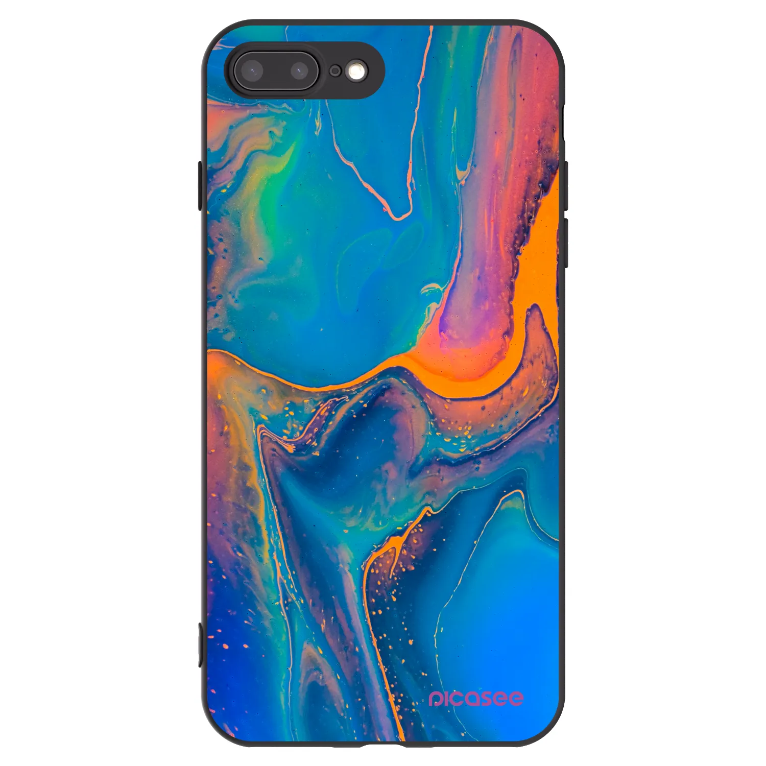 Picasee silikónový čierny obal pre Apple iPhone 7 Plus - Rainbow