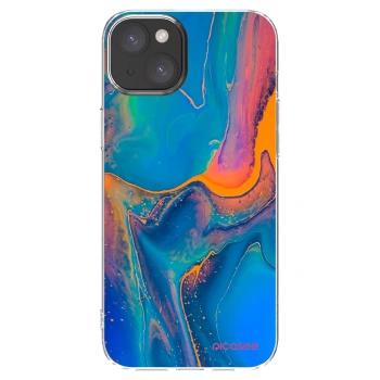 Picasee silikónový prehľadný obal pre Apple iPhone 15 Plus - Rainbow