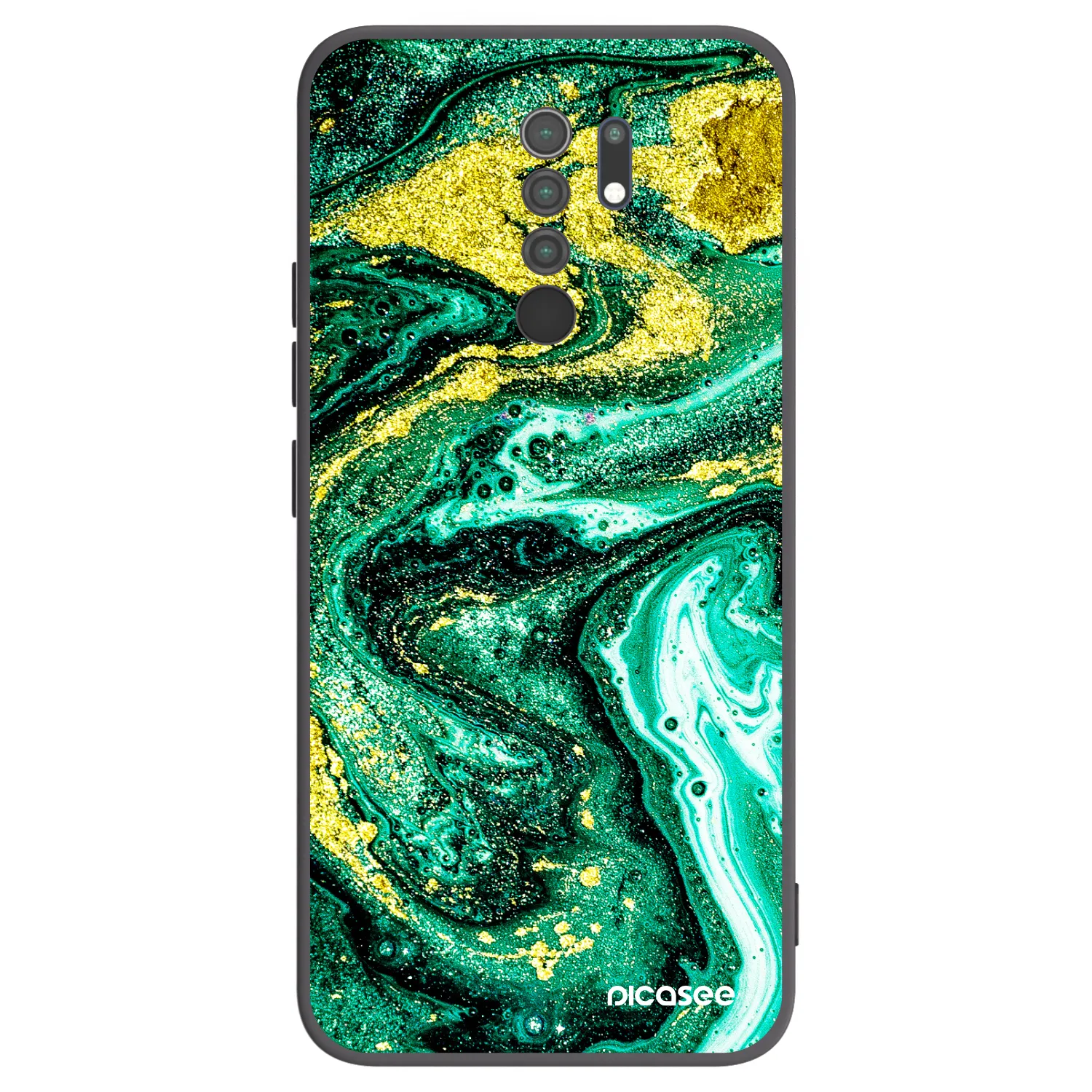 Picasee silikónový čierny obal pre Xiaomi Redmi 9 - Green Gold