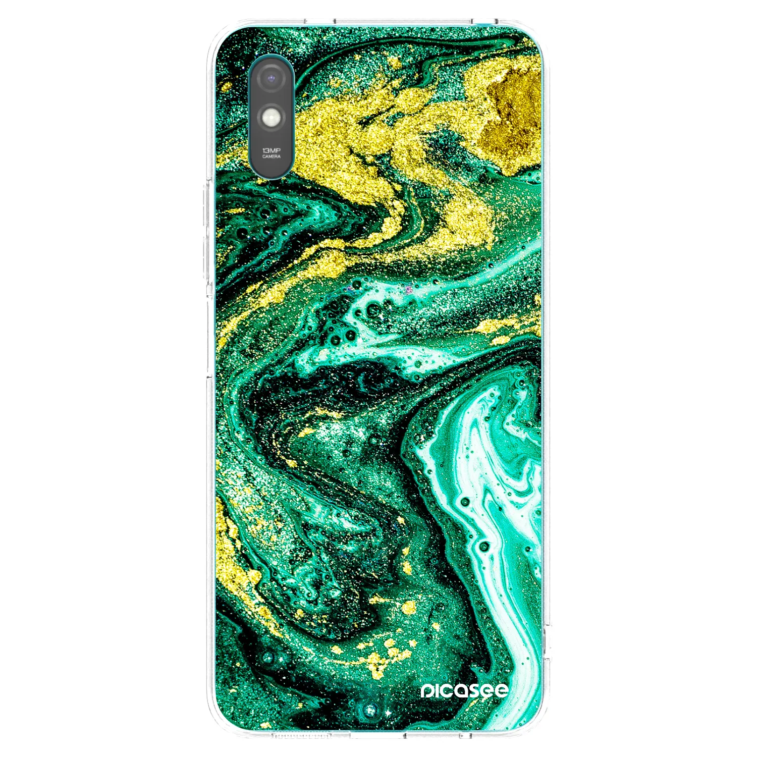 Picasee silikónový prehľadný obal pre Xiaomi Redmi 9A - Green Gold