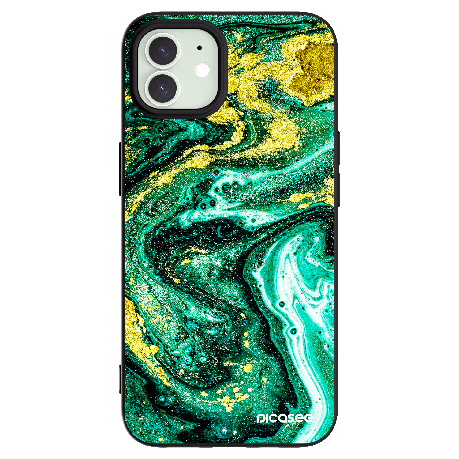 Picasee silikónový čierny obal pre Apple iPhone 12 - Green Gold