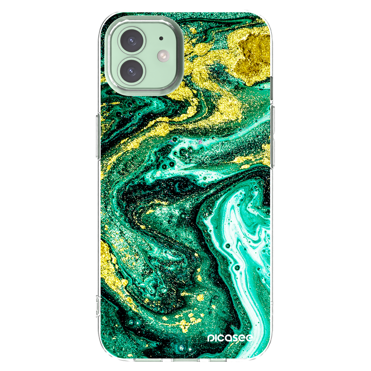 Picasee silikónový prehľadný obal pre Apple iPhone 12 Pro - Green Gold