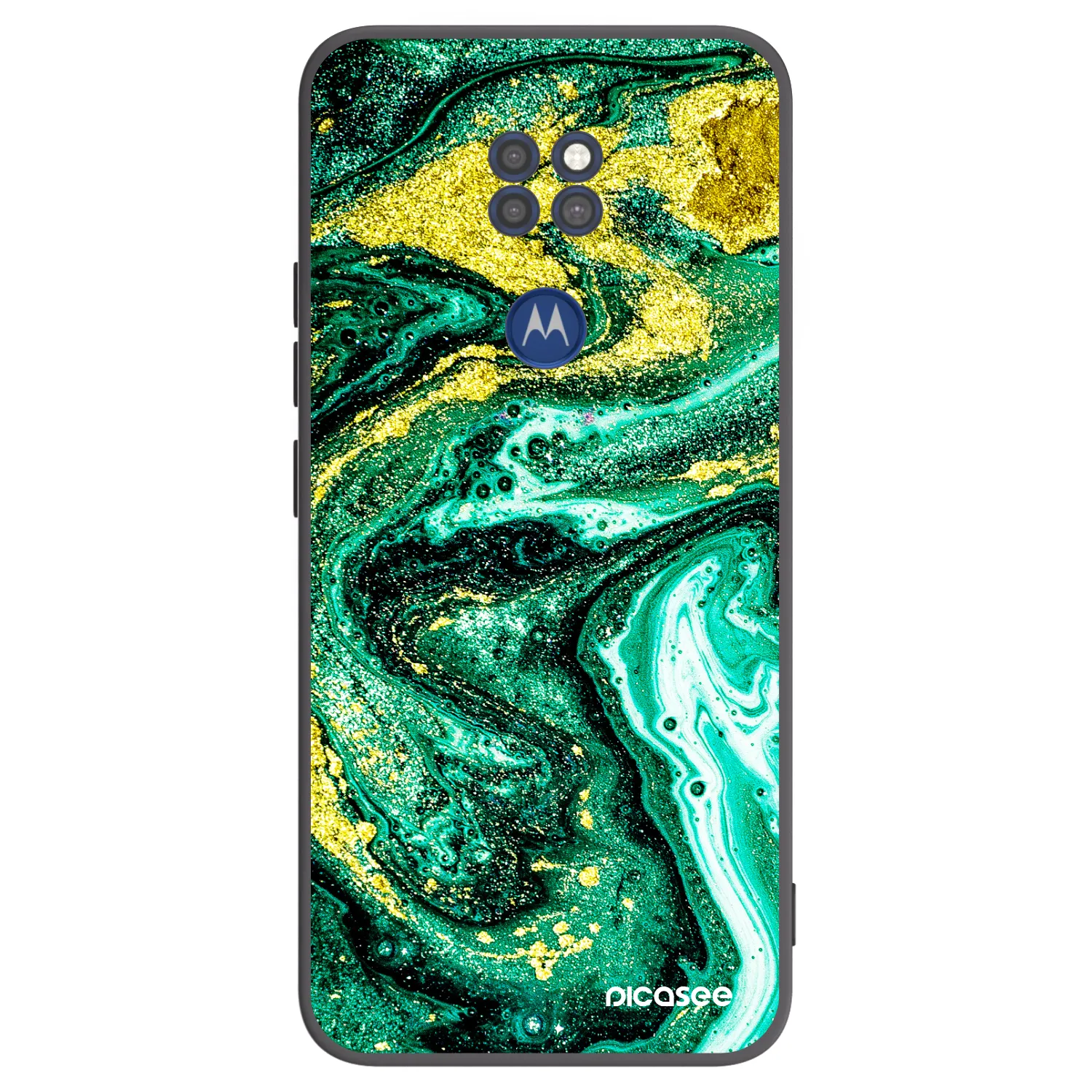 Picasee silikónový čierny obal pre Motorola Moto G9 Play - Green Gold