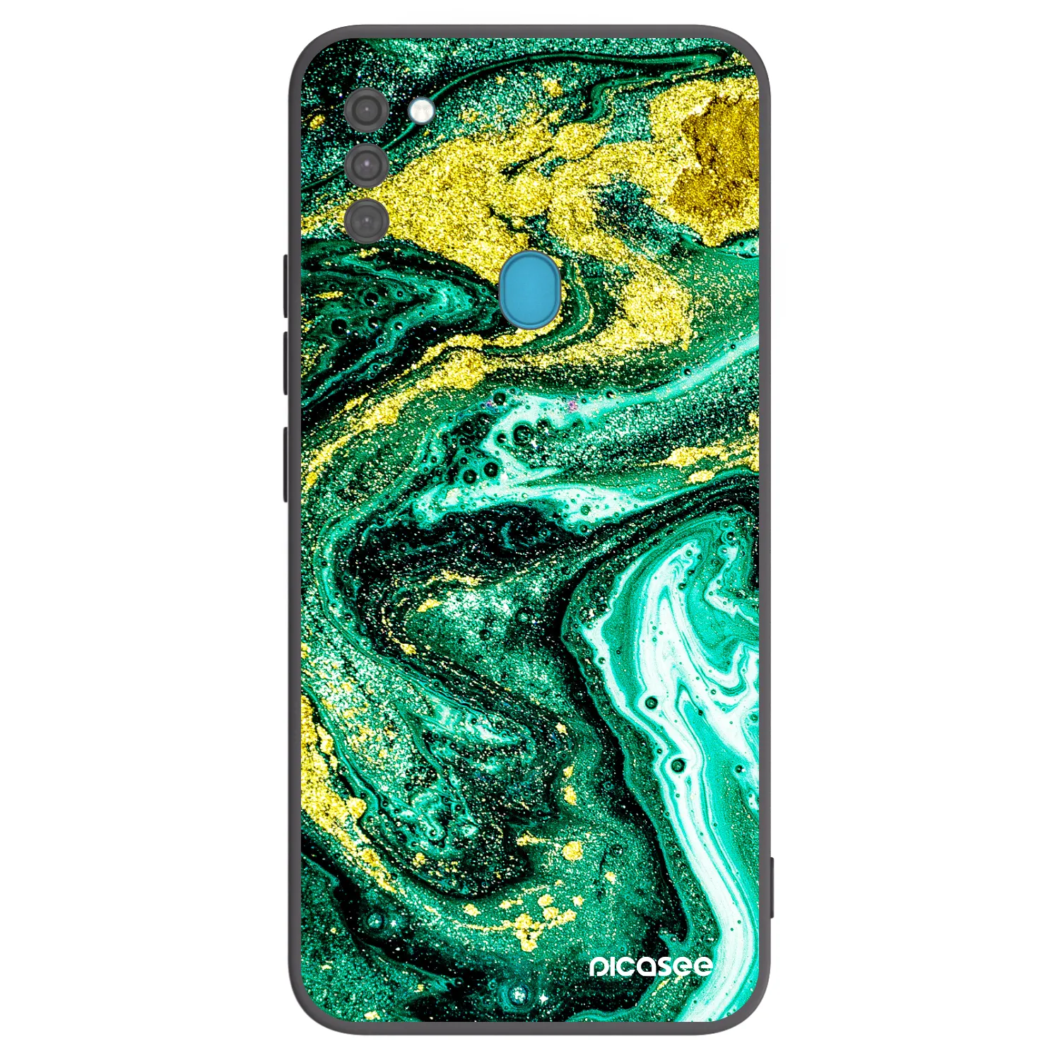 Picasee silikónový čierny obal pre Samsung Galaxy M11 - Green Gold