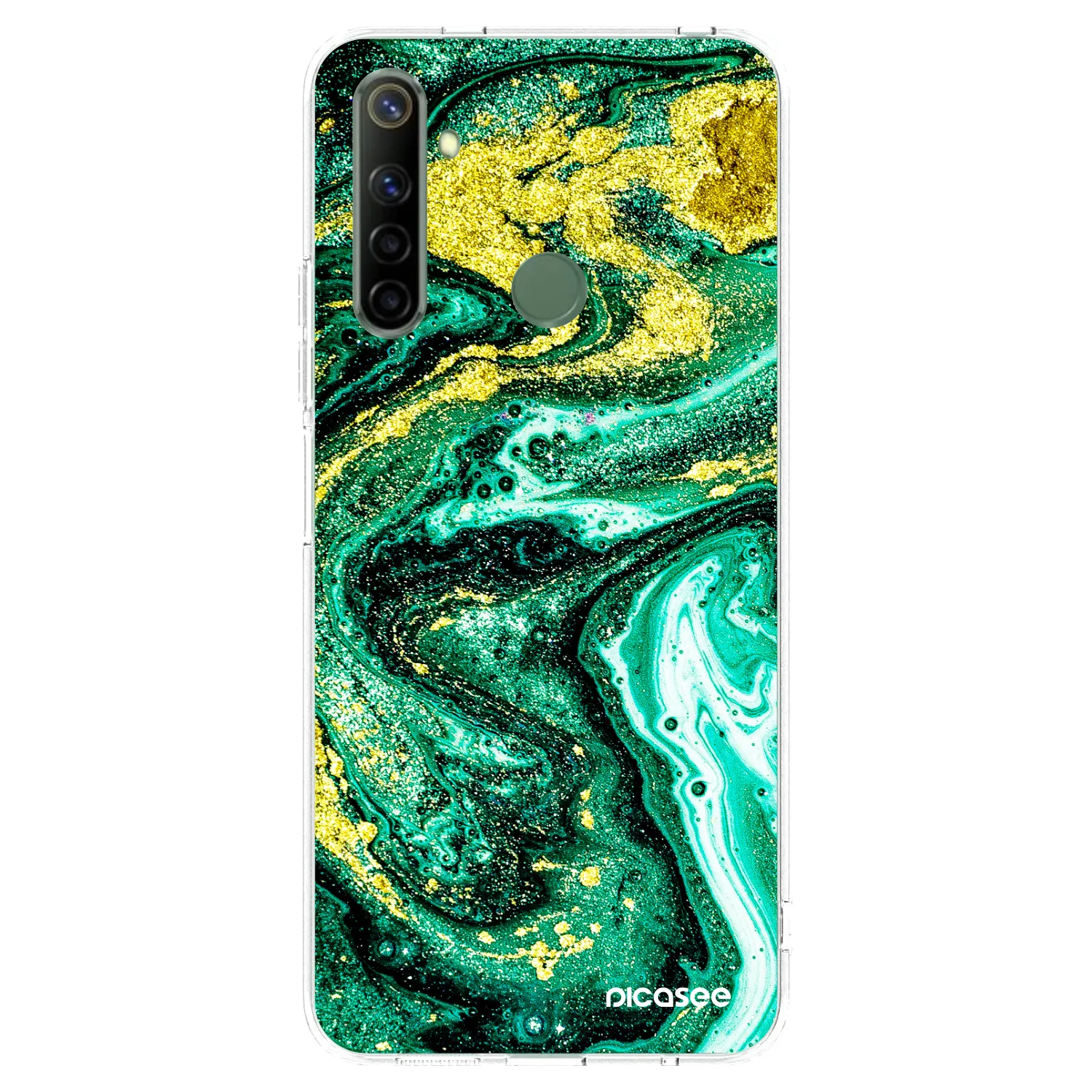Picasee silikónový prehľadný obal pre Realme 6i - Green Gold