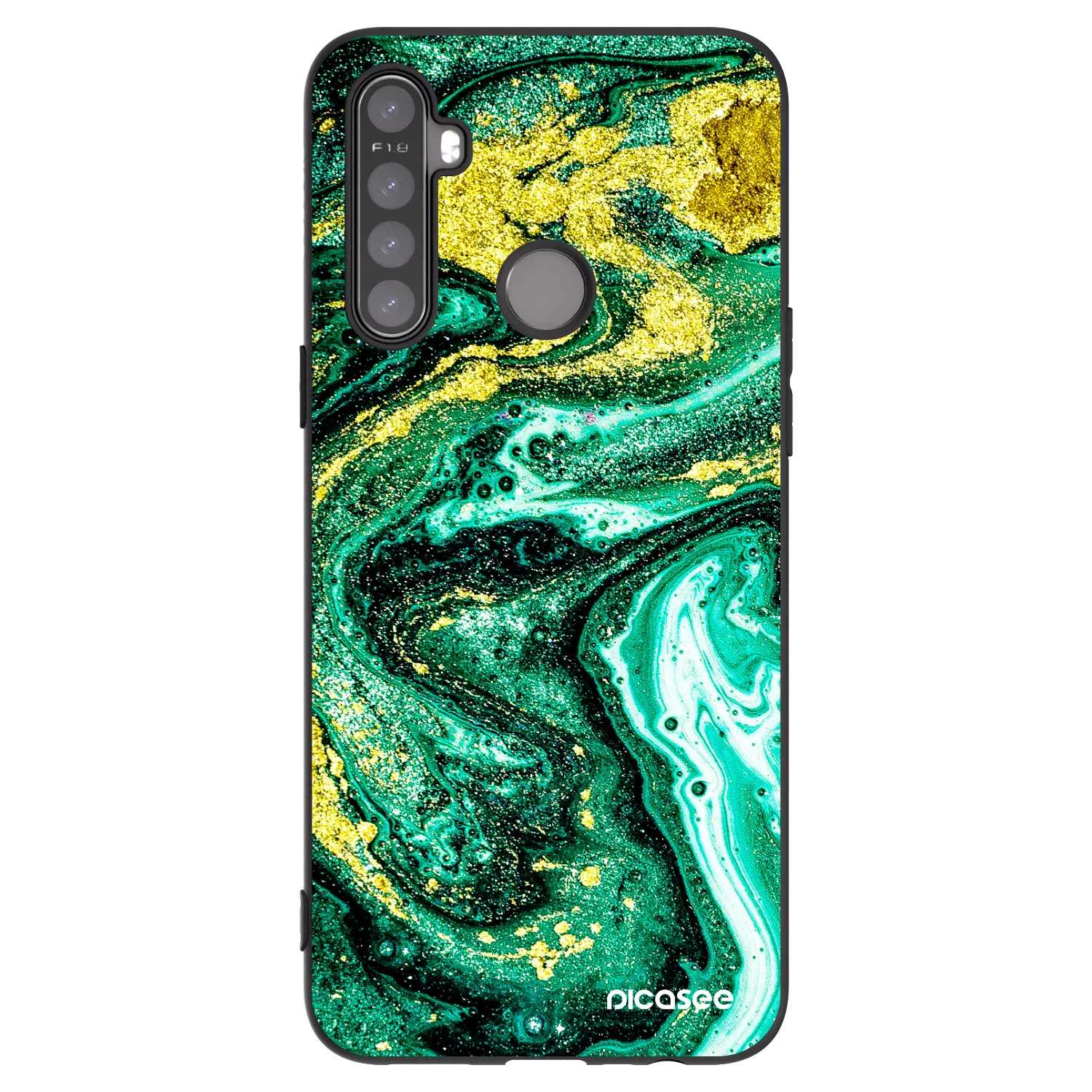 Picasee silikónový čierny obal pre Realme 5 - Green Gold
