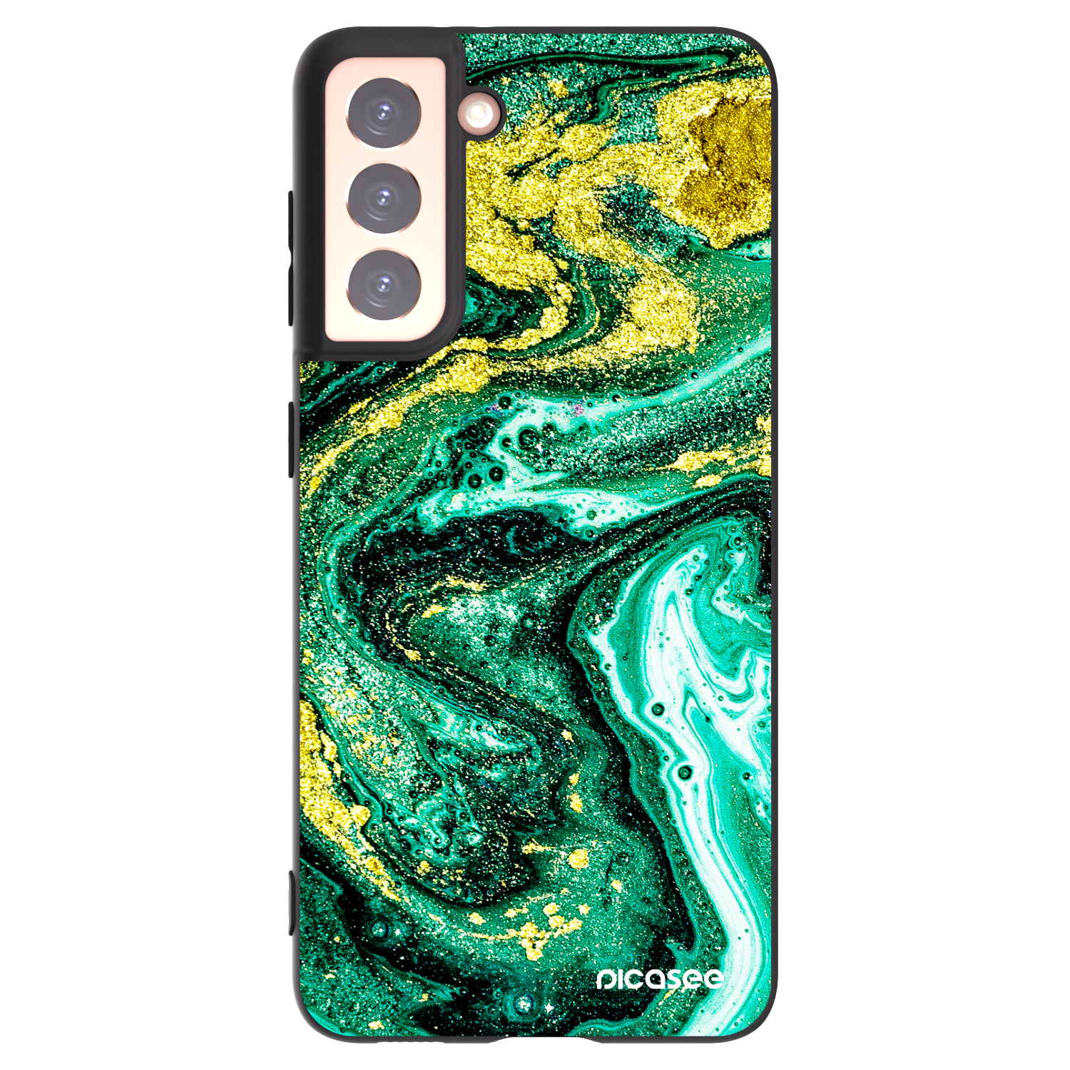 Silikónový čierny obal pre Samsung Galaxy S21 5G G991B - Green Gold