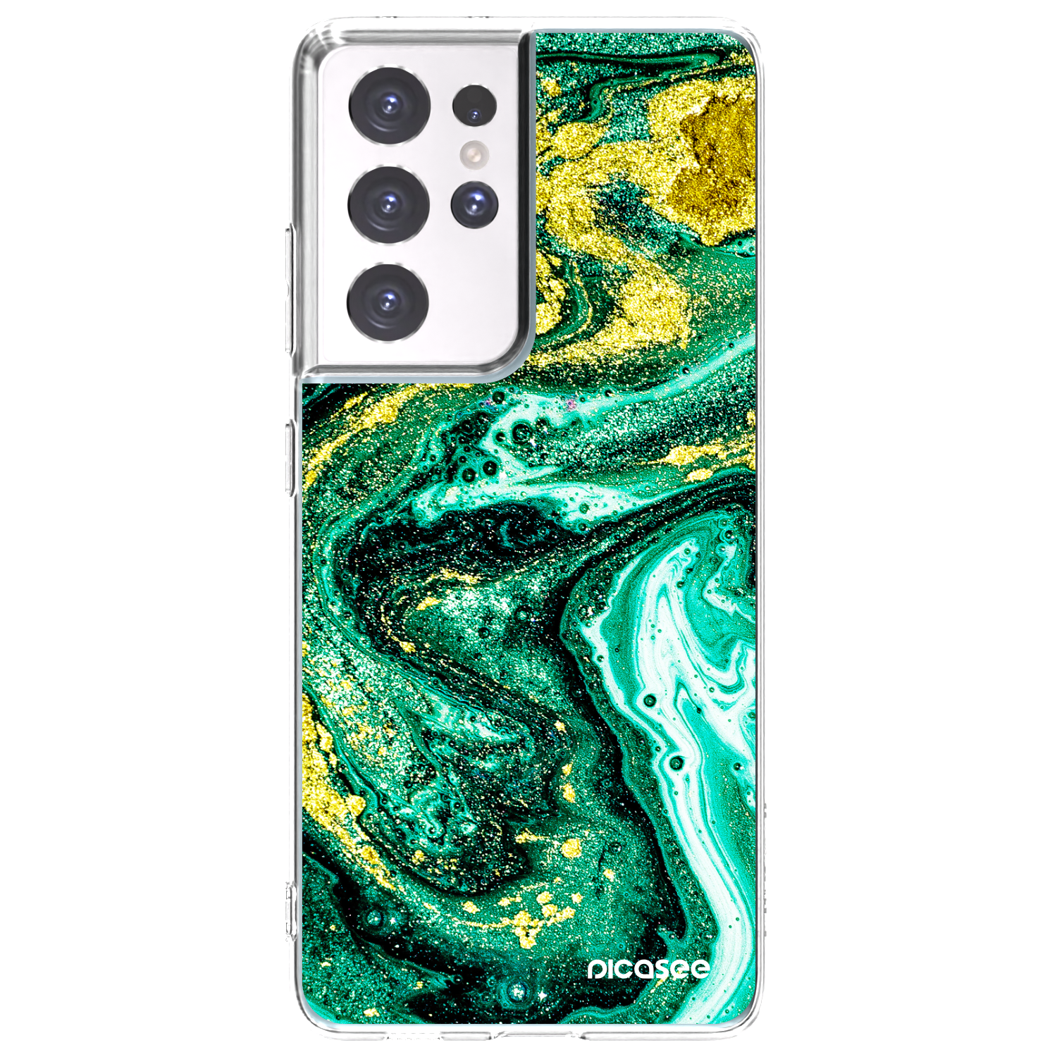 Picasee silikónový prehľadný obal pre Samsung Galaxy S21 Ultra 5G G998B - Green Gold