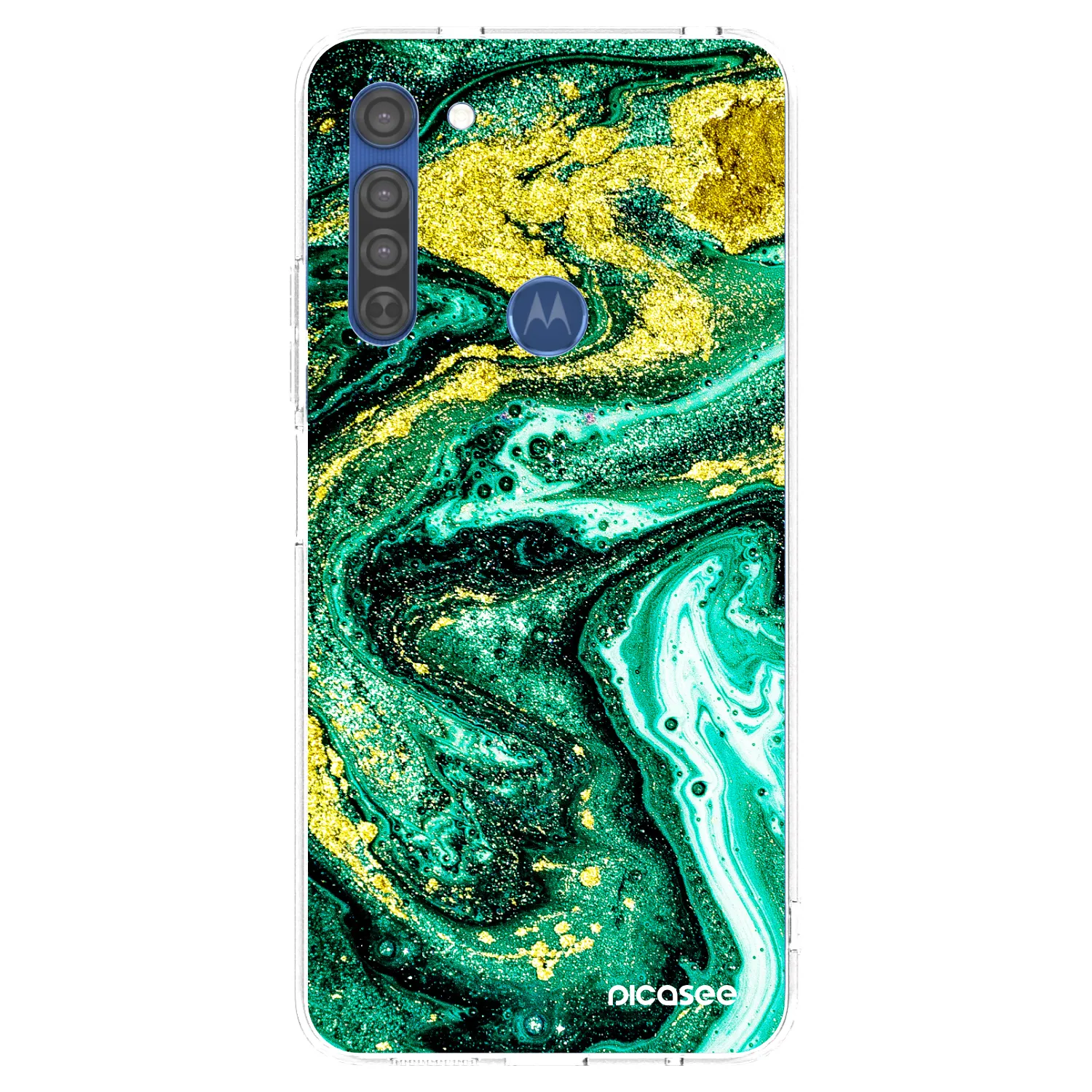 Picasee silikónový prehľadný obal pre Motorola Moto G8 - Green Gold