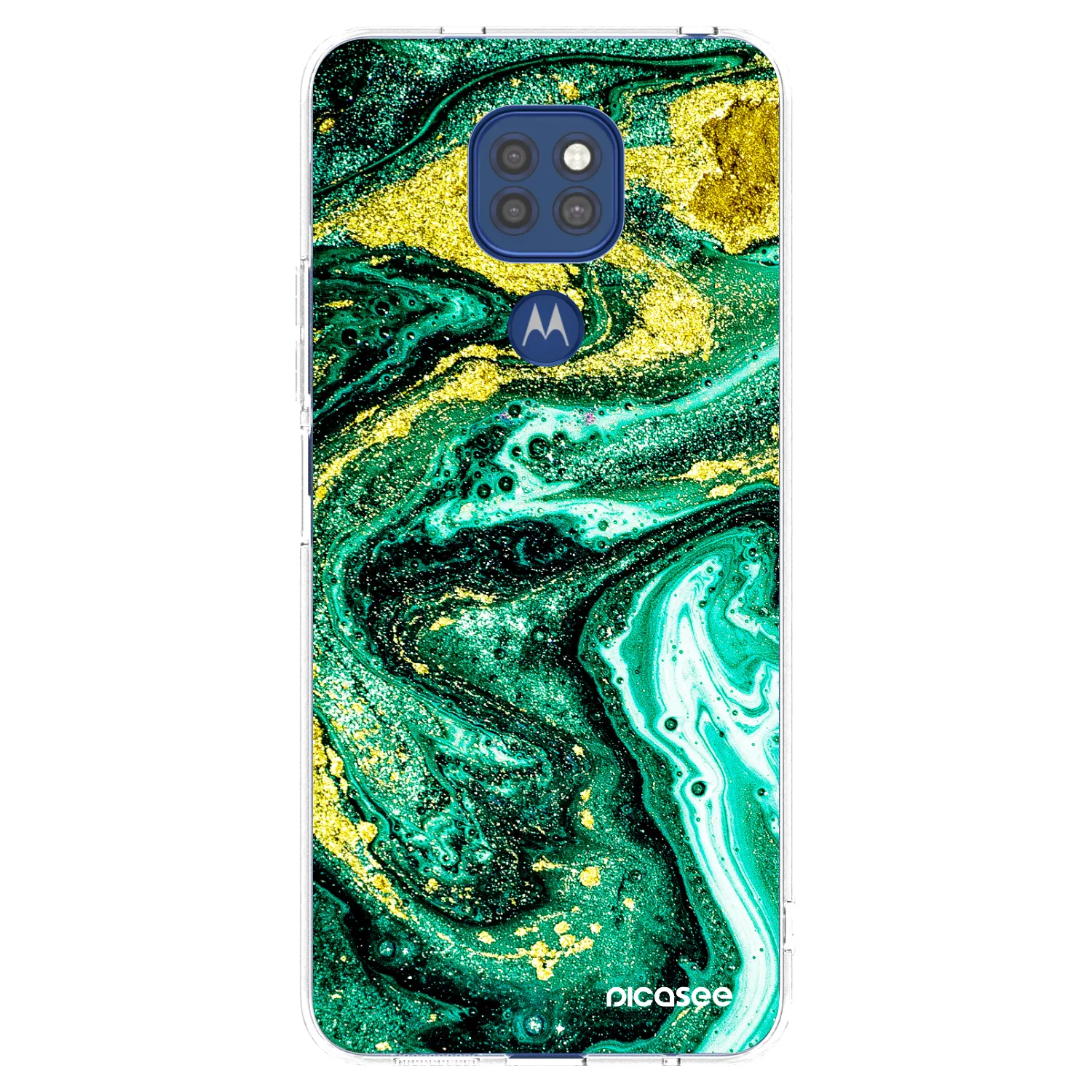 Silikónový prehľadný obal pre Motorola Moto G9 Play - Green Gold