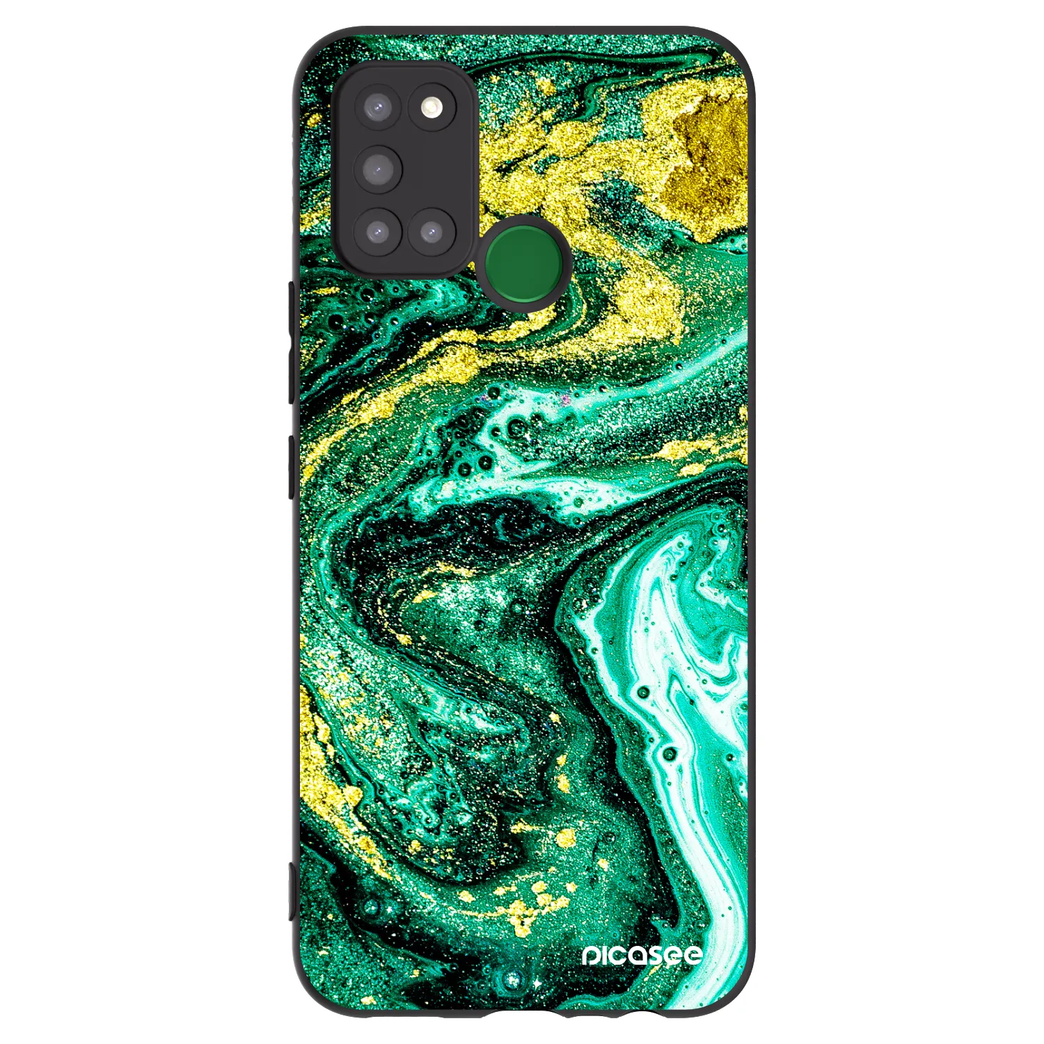 Picasee silikónový čierny obal pre Realme 7i - Green Gold